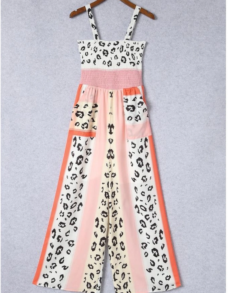 Azura Exchange Leopard Print Mix Pocketed Jumpsuit