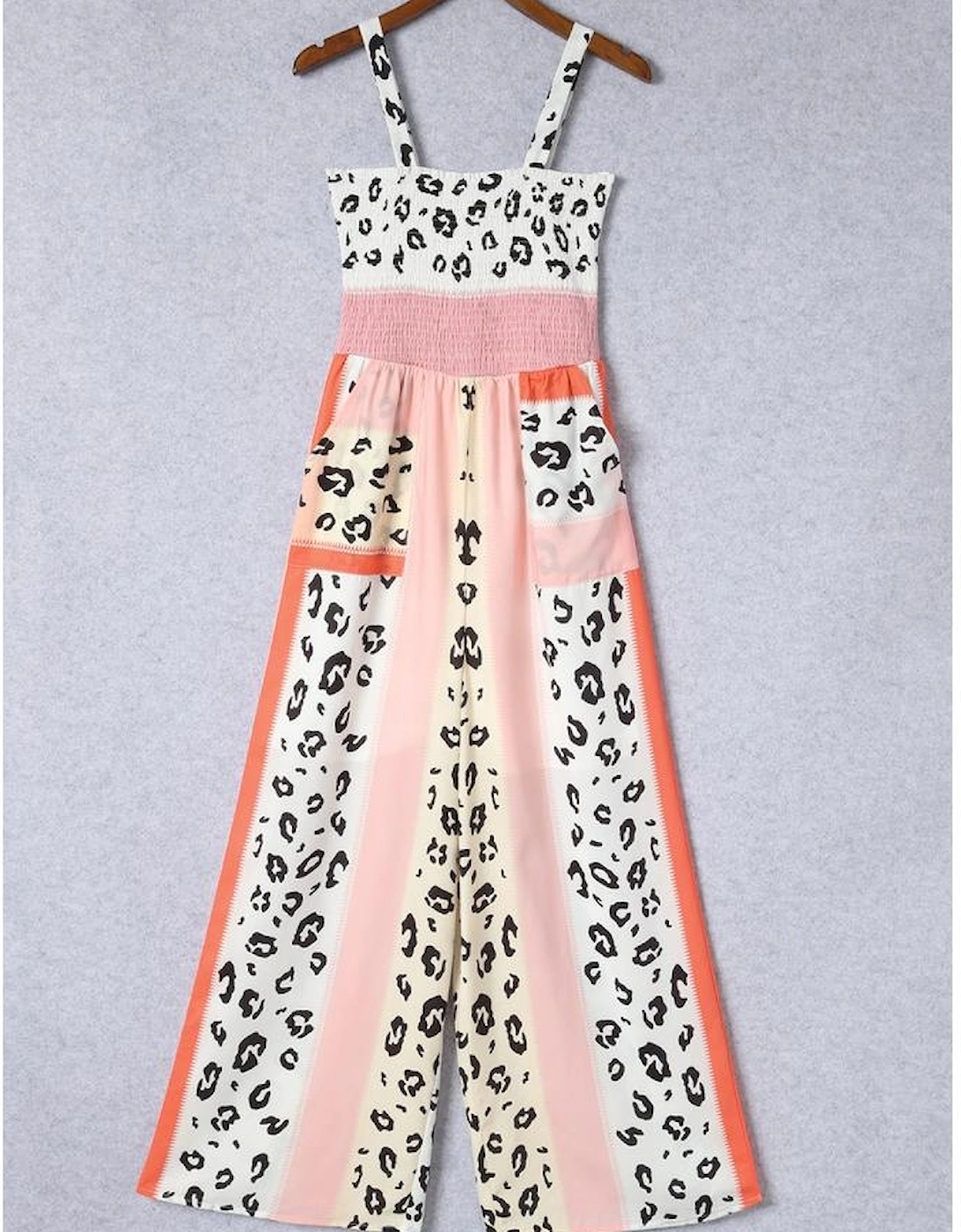 Azura Exchange Leopard Print Mix Pocketed Jumpsuit