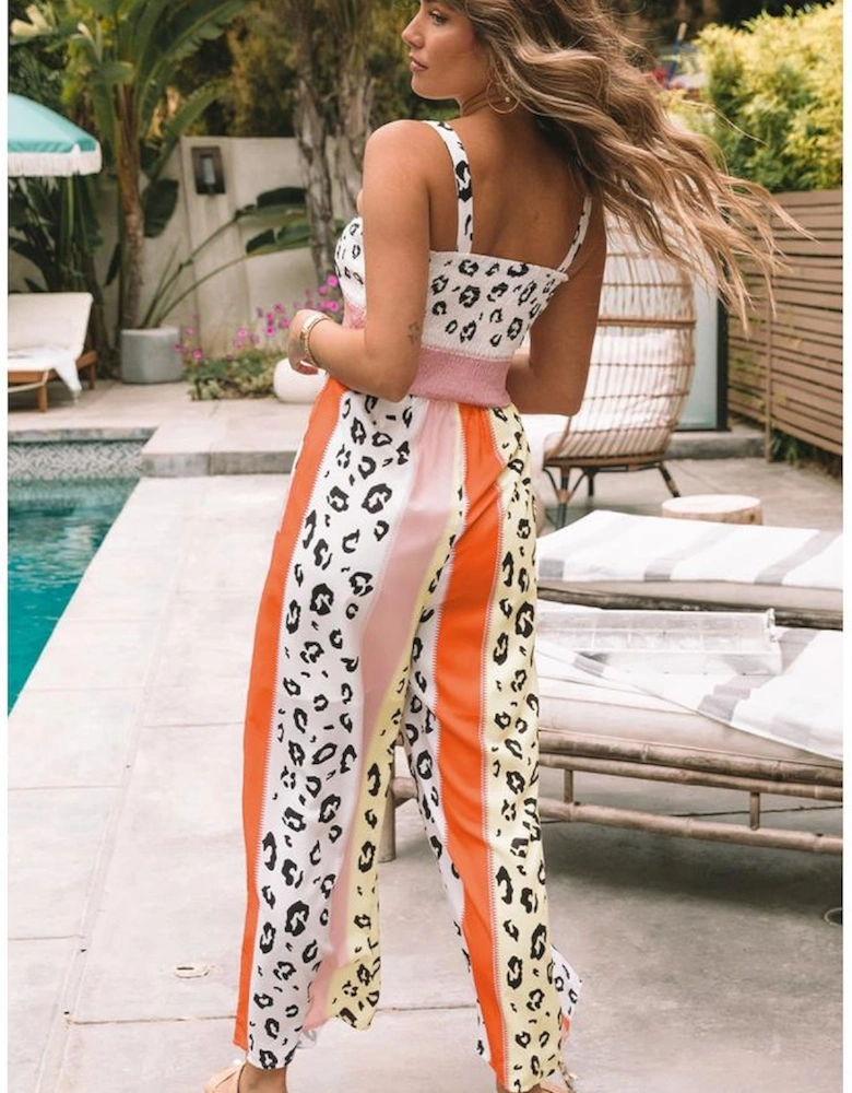 Azura Exchange Leopard Print Mix Pocketed Jumpsuit