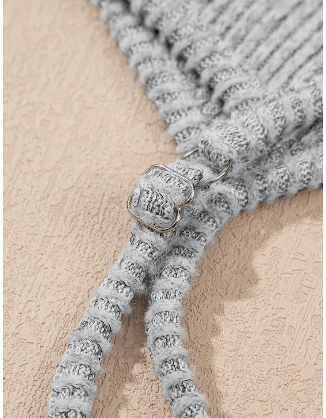 Light Grey 3 Pieces Rib Crop Camisole Matching Shorts Lounge Set with Cardigan