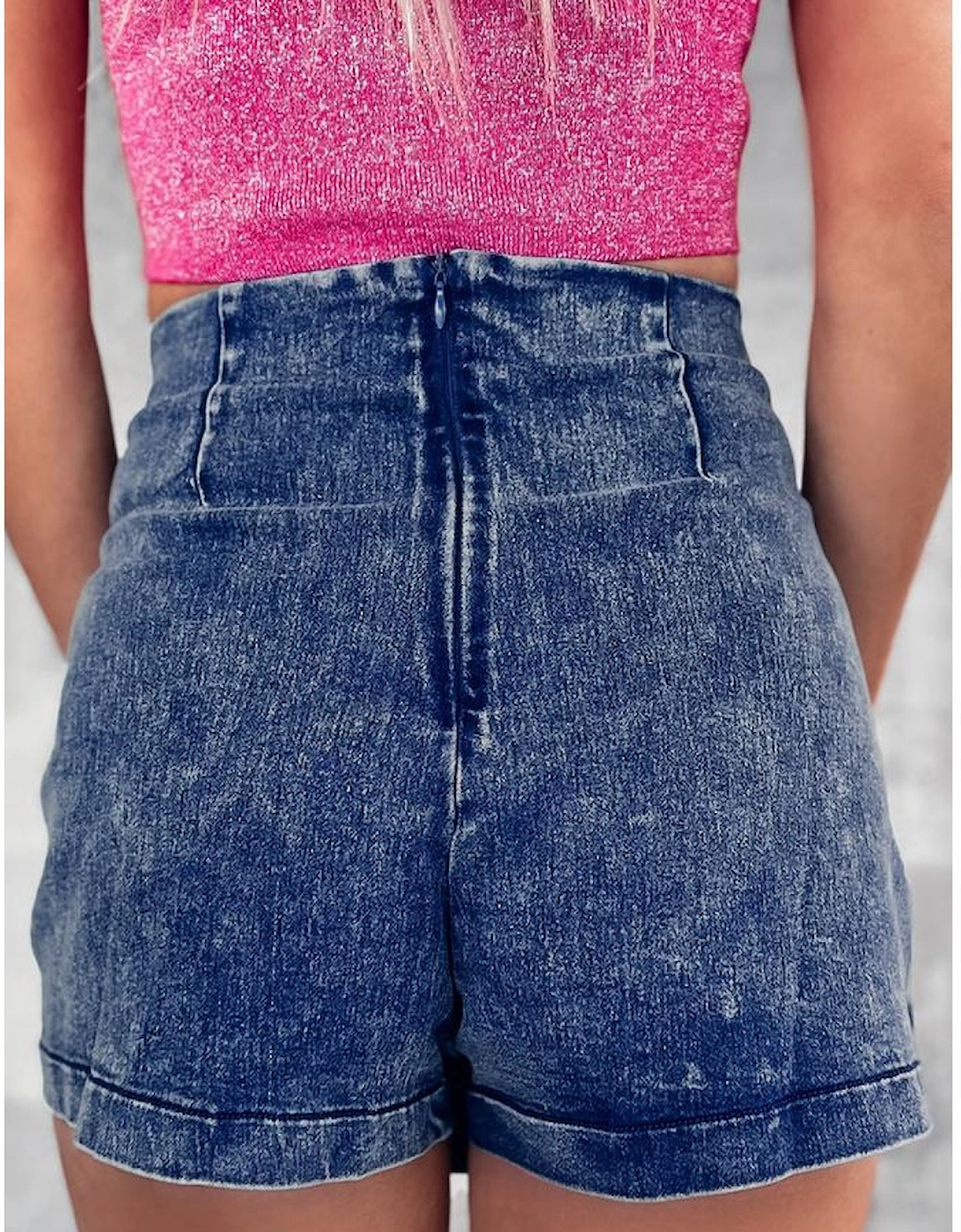 Sail Blue High Waist USA Flag Inspire Bow Patched Twisted Denim Skort