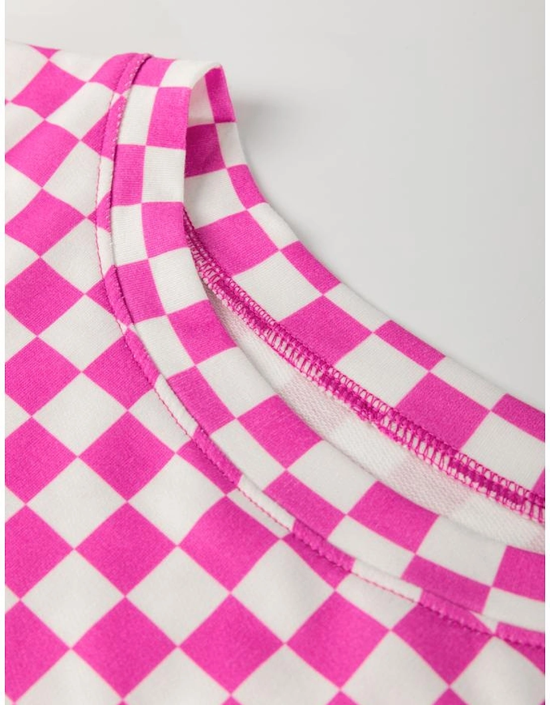 Rose Checkered Top and Short Casual 2pcs Set