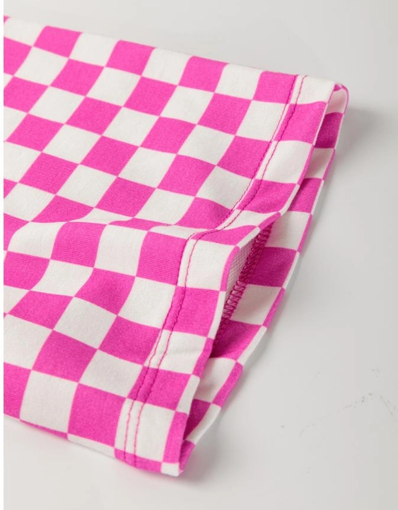 Rose Checkered Top and Short Casual 2pcs Set