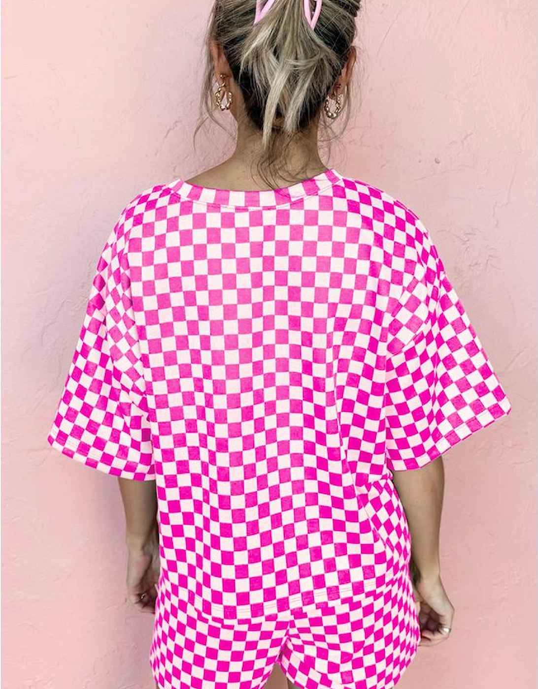 Rose Checkered Top and Short Casual 2pcs Set, 13 of 12