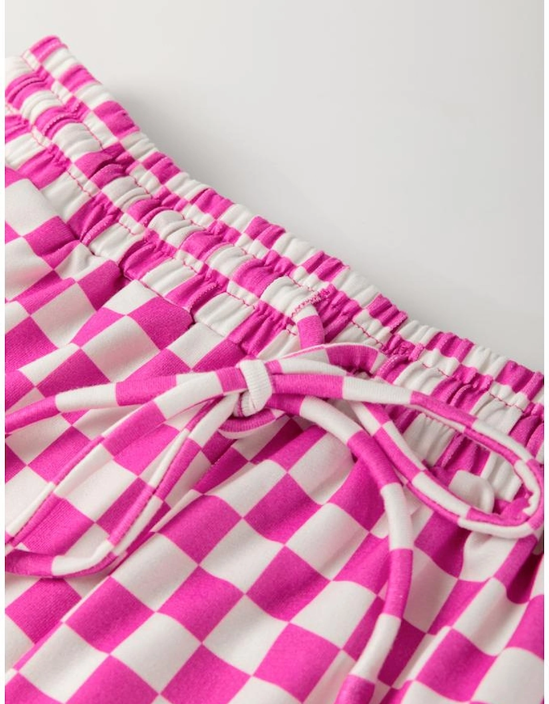 Rose Checkered Top and Short Casual 2pcs Set