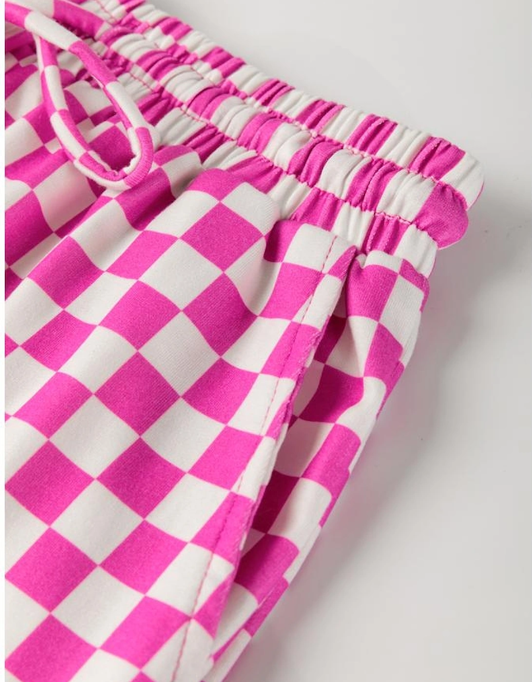 Rose Checkered Top and Short Casual 2pcs Set