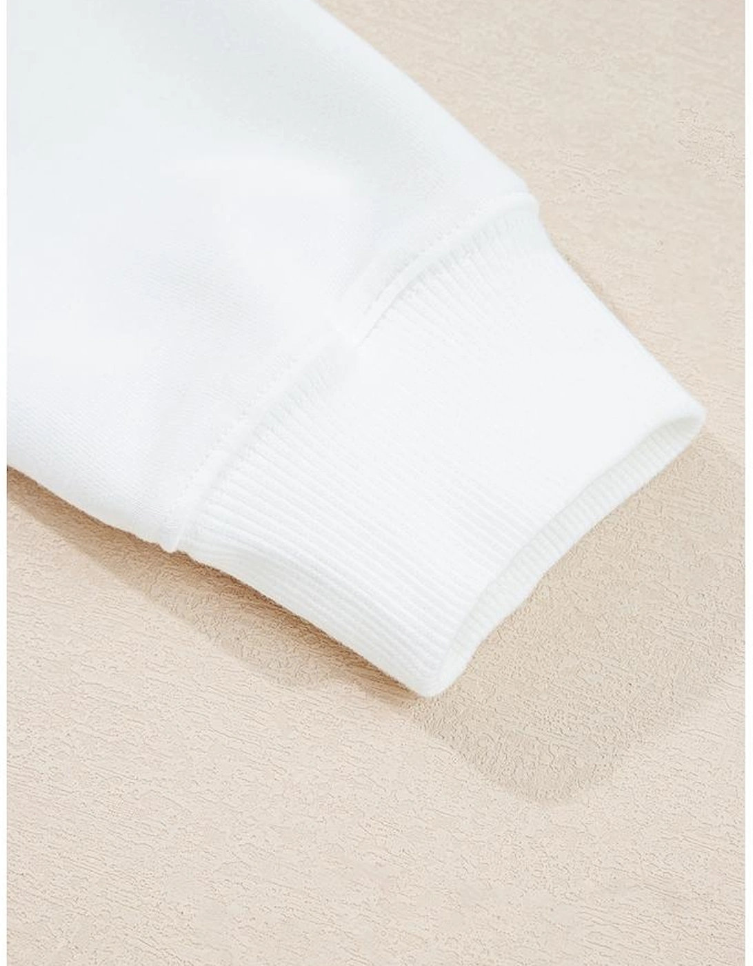 White Ribbed Collar Drop Shoulder Sweatshirt and Shorts Set