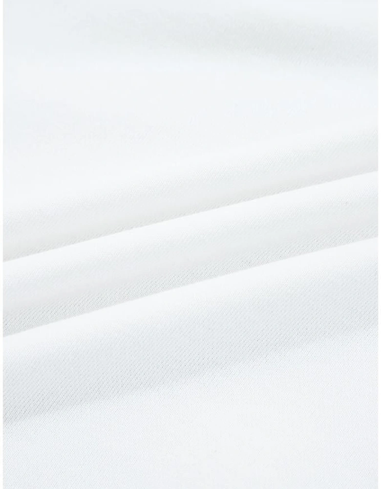 White Ribbed Collar Drop Shoulder Sweatshirt and Shorts Set