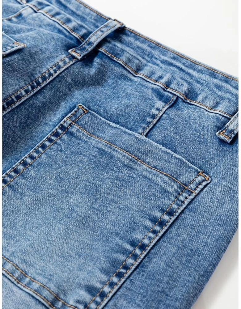 Dusk Blue High Waist Straight Leg Ankle Jeans