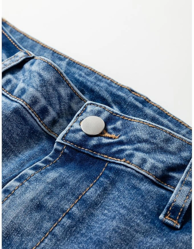 Dusk Blue High Waist Straight Leg Ankle Jeans