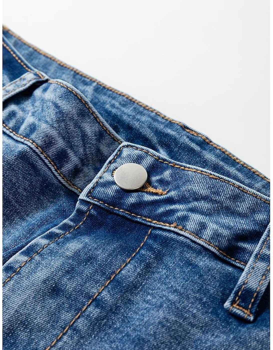 Dusk Blue High Waist Straight Leg Ankle Jeans