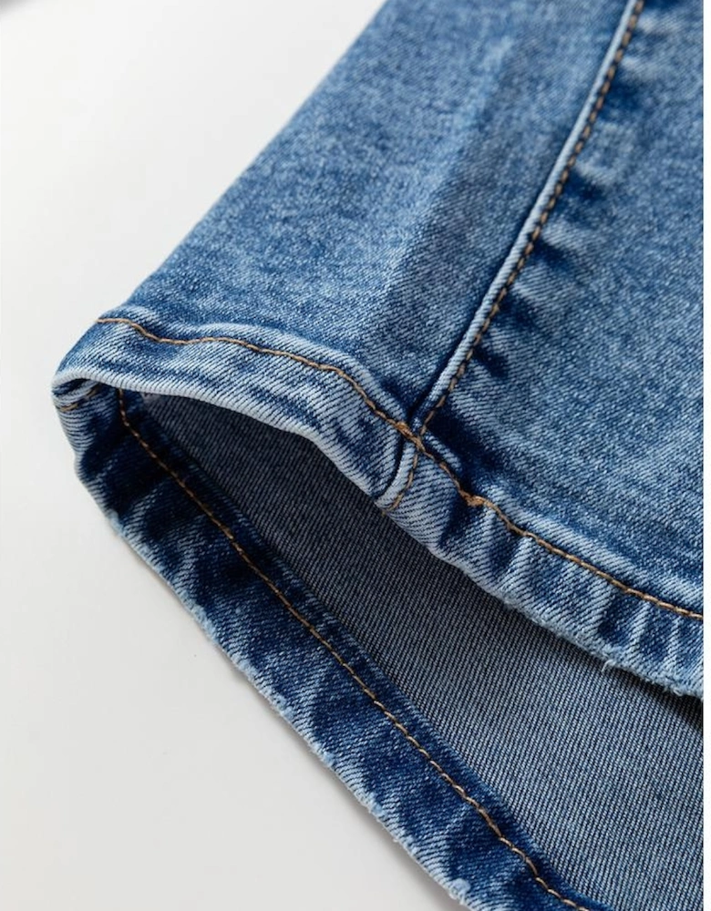 Dusk Blue High Waist Straight Leg Ankle Jeans