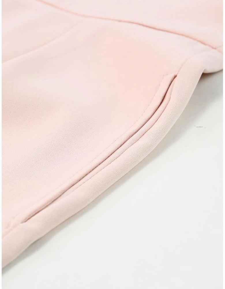 Pink Deep V Neck Buttoned High Waist Romper