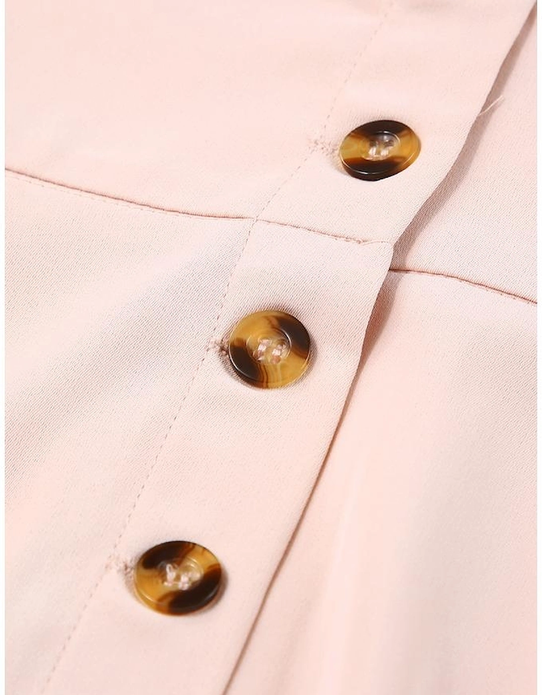 Pink Deep V Neck Buttoned High Waist Romper