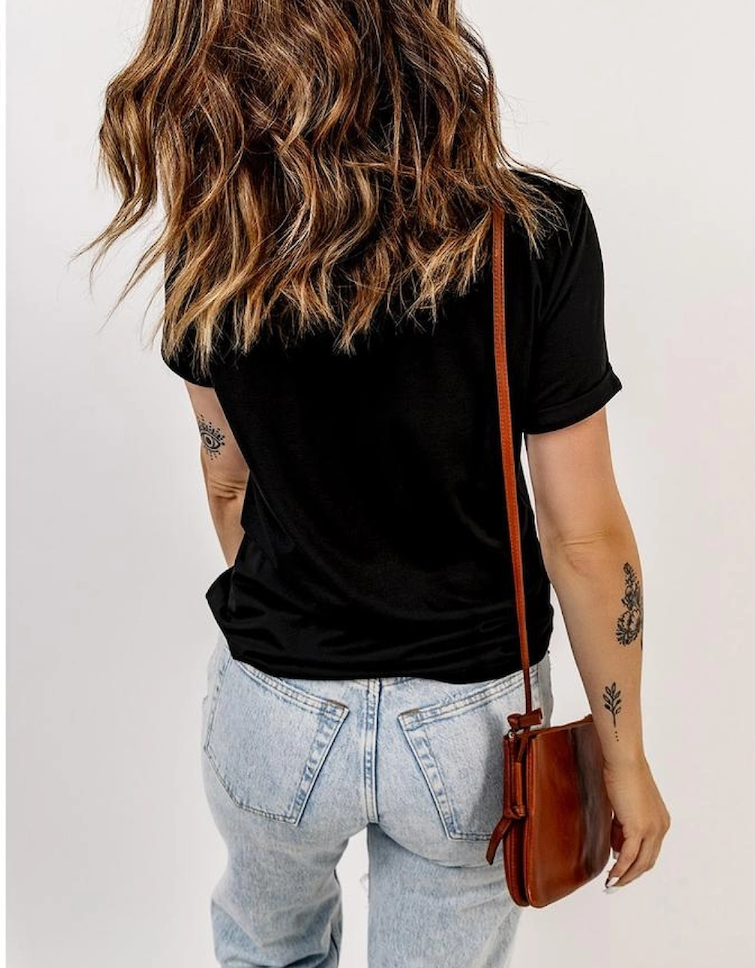 Black Pumpkin Flower Print Short Sleeve Graphic Top