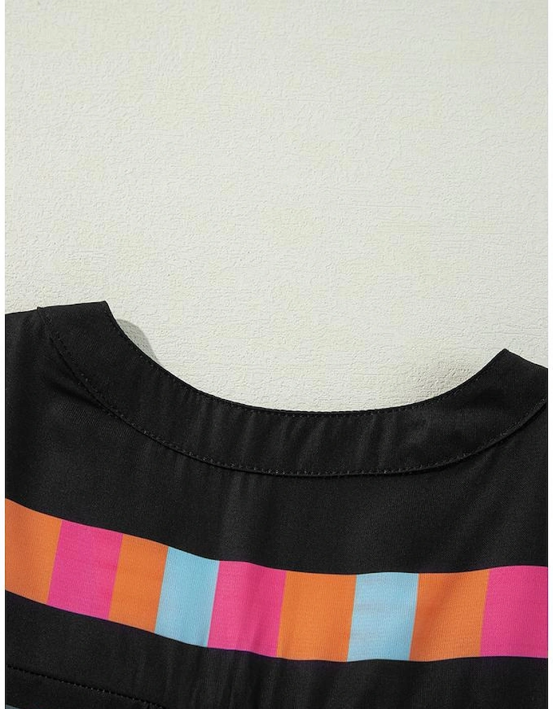 Black Ethnic Print Buttoned V Neck Bell Sleeve Ruffle Patchwork Dress, 11 of 10