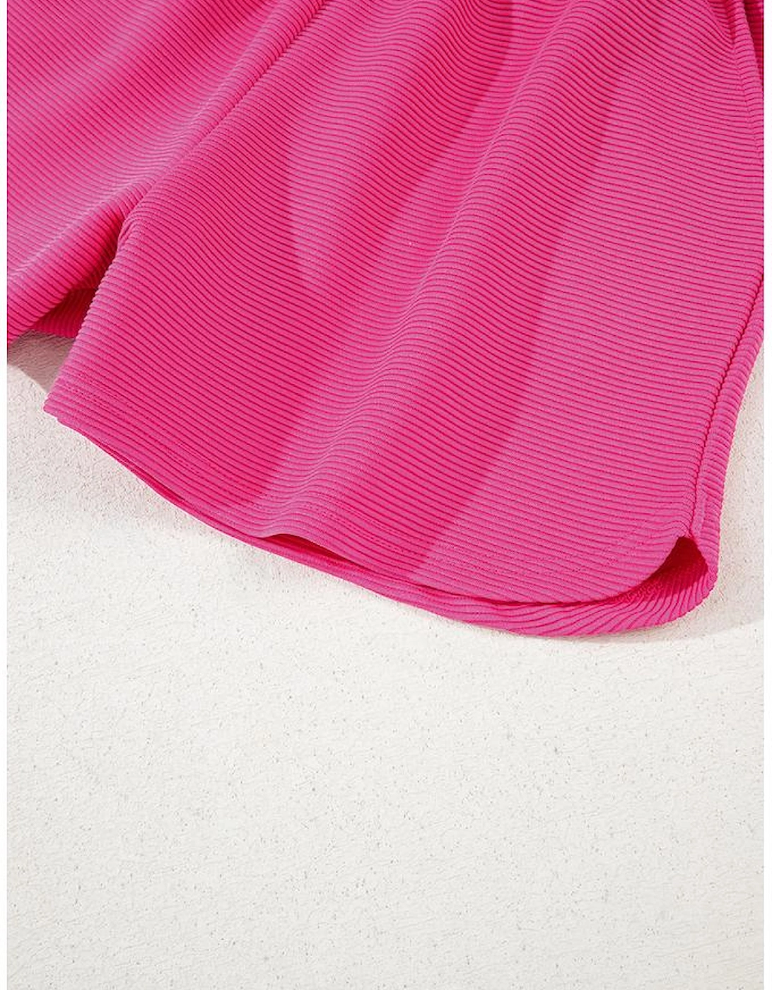 Rose Red Textured Short Sleeve Half Zip Drawstring Waist Romper