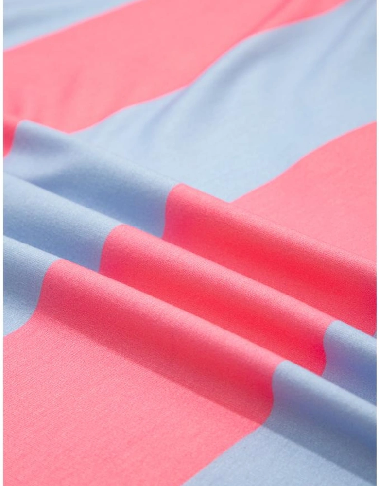 Blue Stripe Colorblock Patchwork Zip up Plus Size Pullover