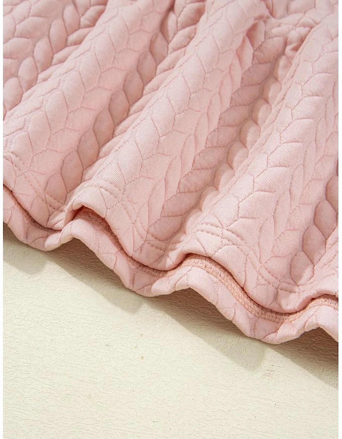 Delicacy Braided Texture Ruffle Hem Top Drawstring Loose Pants Set