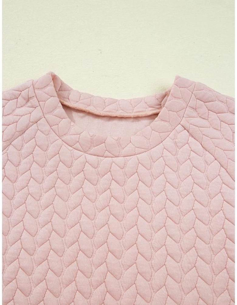 Delicacy Braided Texture Ruffle Hem Top Drawstring Loose Pants Set