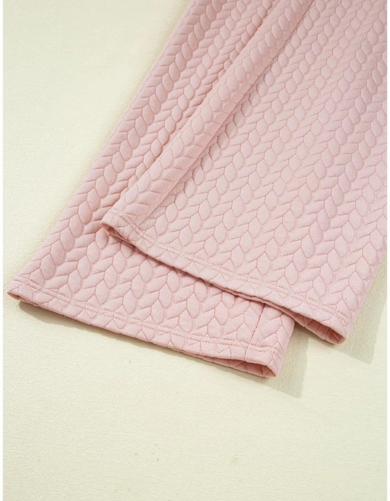 Delicacy Braided Texture Ruffle Hem Top Drawstring Loose Pants Set