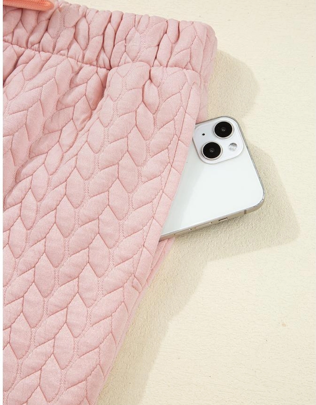 Delicacy Braided Texture Ruffle Hem Top Drawstring Loose Pants Set