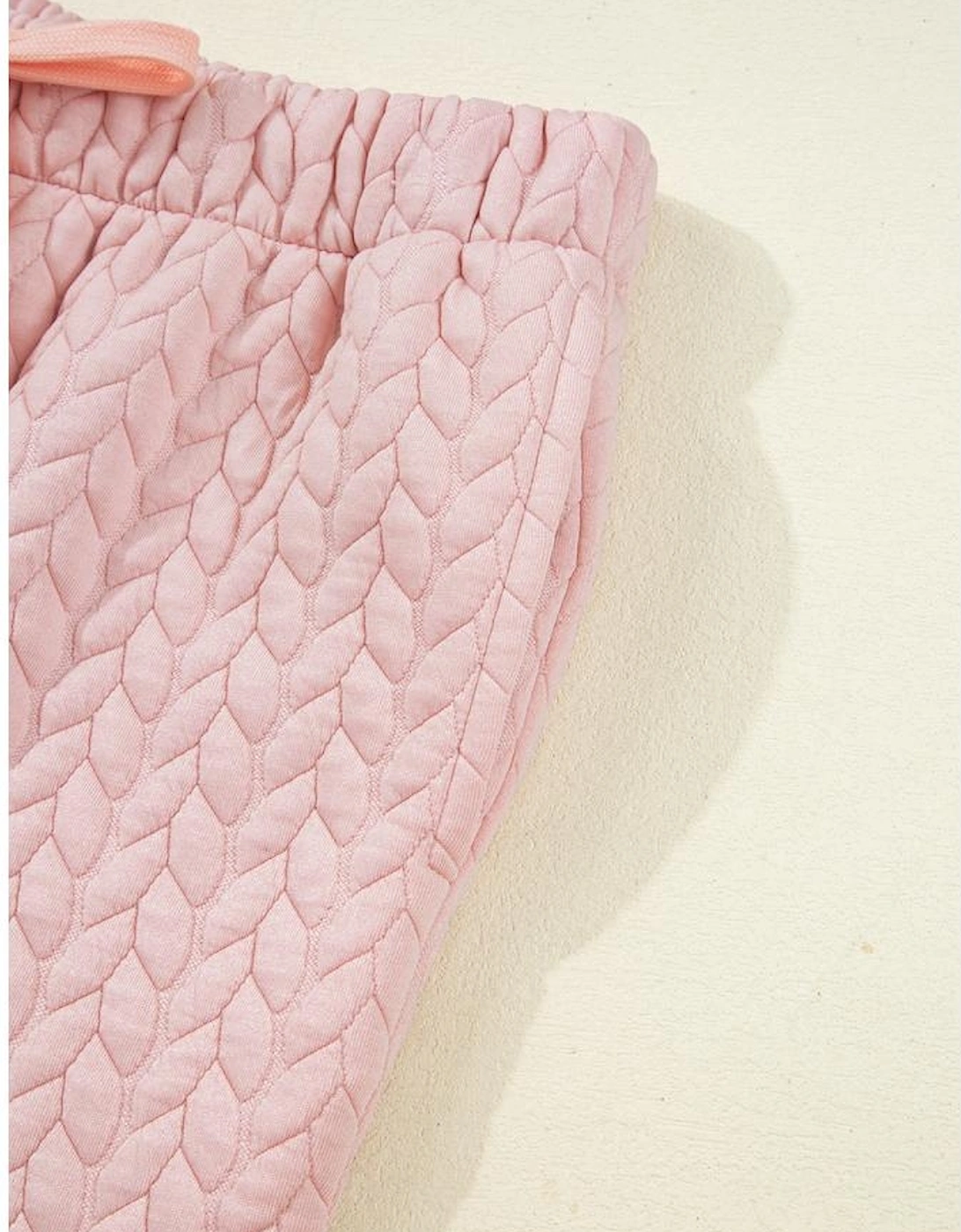 Delicacy Braided Texture Ruffle Hem Top Drawstring Loose Pants Set