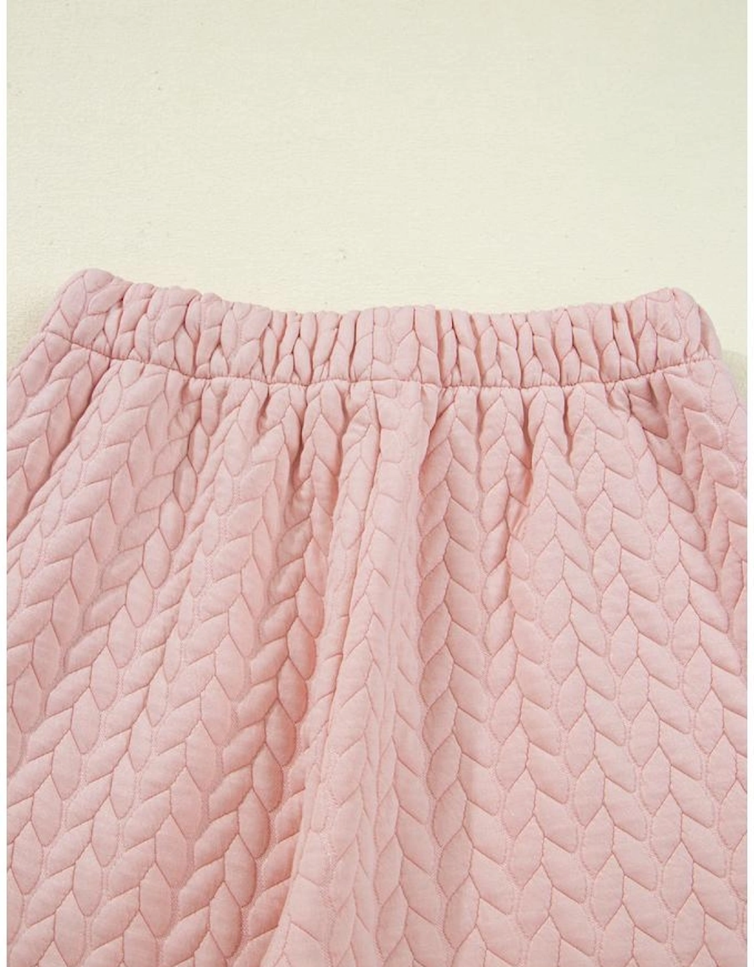 Delicacy Braided Texture Ruffle Hem Top Drawstring Loose Pants Set