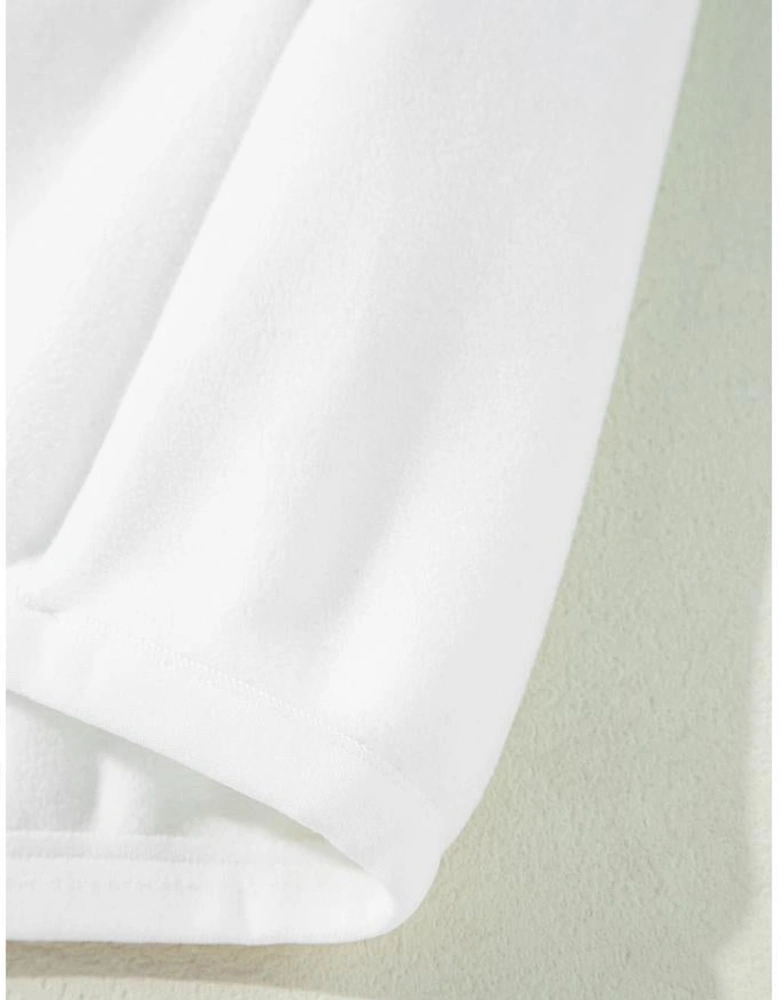 White Colorblock Patchwork Half Zip Oversized Sherpa Hoodie