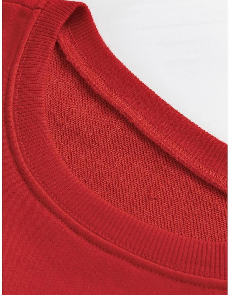 Red Heat Transfer HOLLY JOLLY Printing Christmas Pullover Sweatshirt