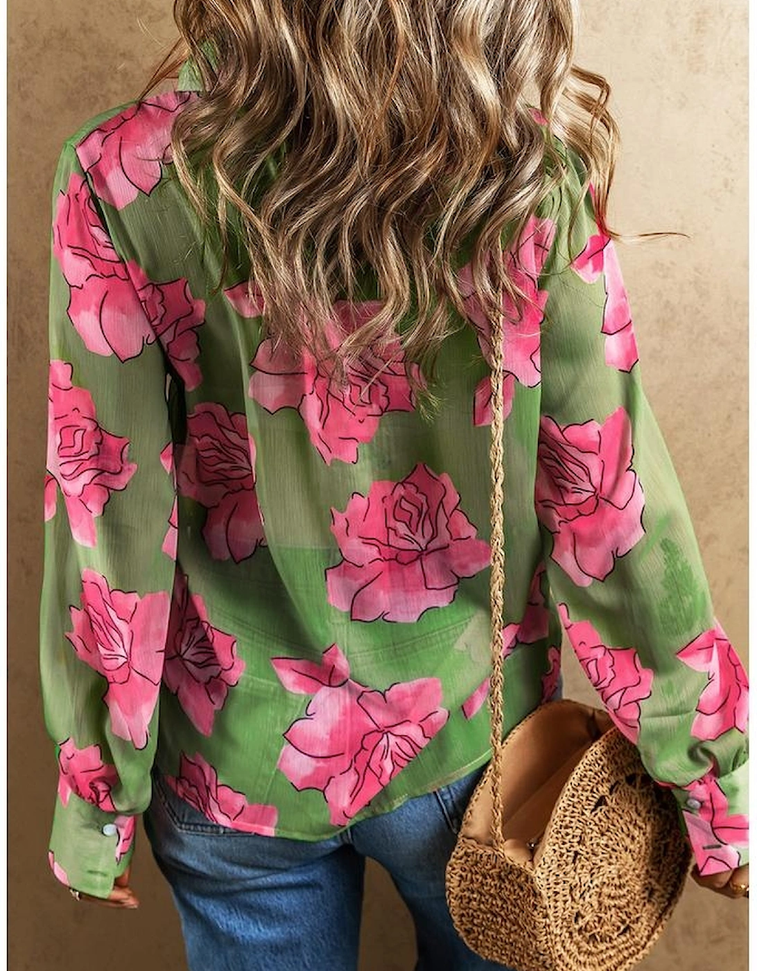 Green Floral Print Pleated Detail Puff Sleeve Shirt, 6 of 5