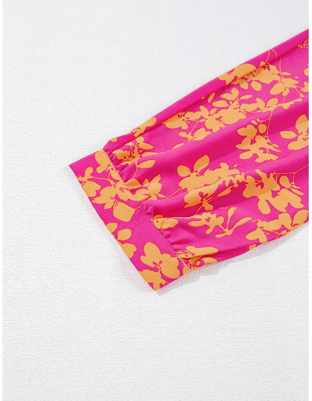 Pink Floral Print Drawstring Tunic Flowy Short Dress