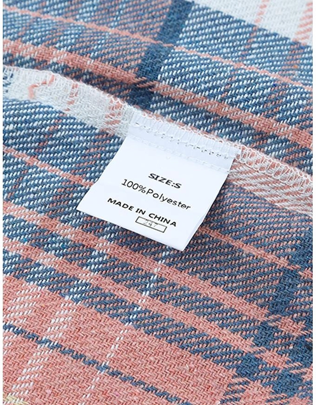 Pink Black/Pink Plaid Flap Pockets Shacket