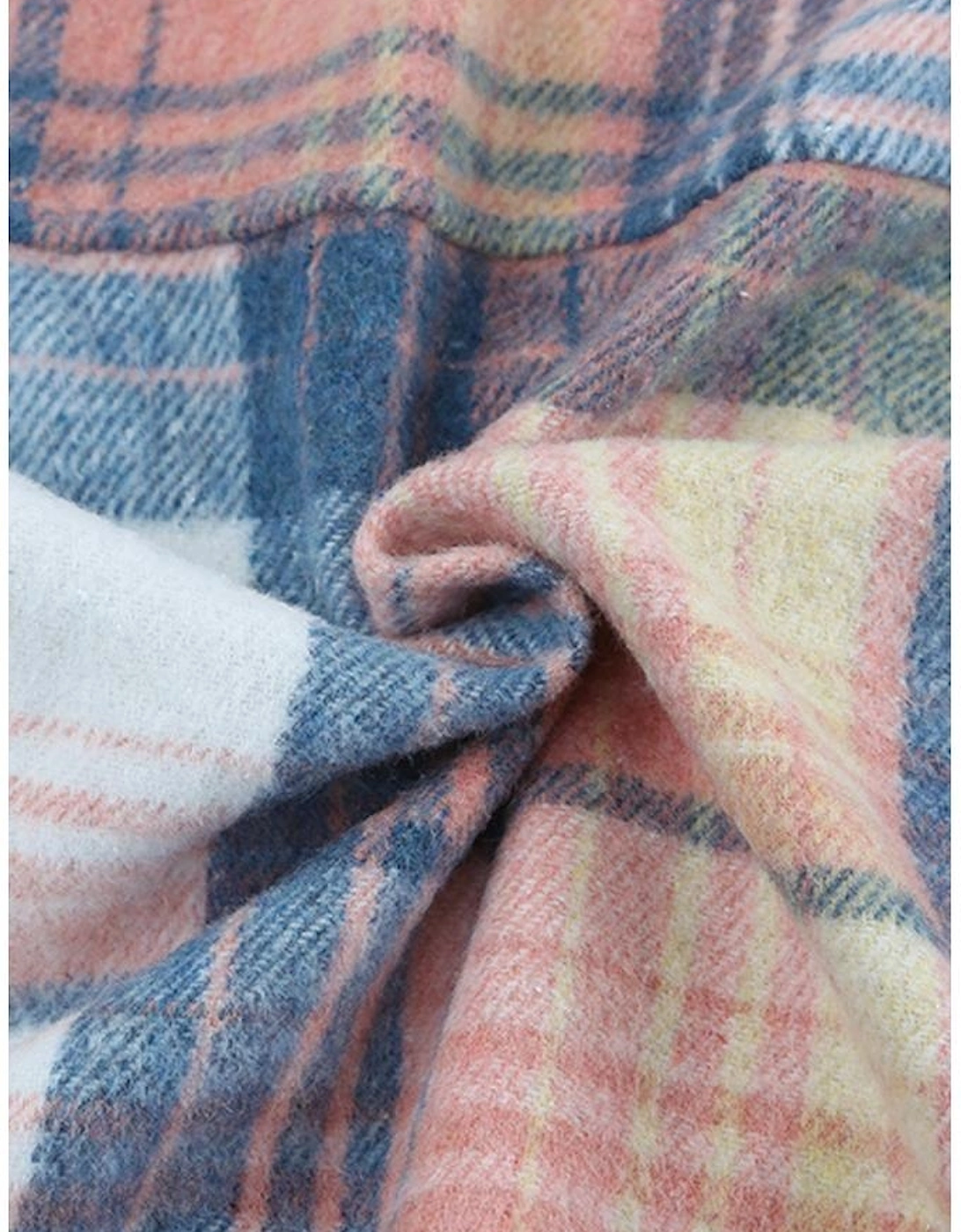 Pink Black/Pink Plaid Flap Pockets Shacket