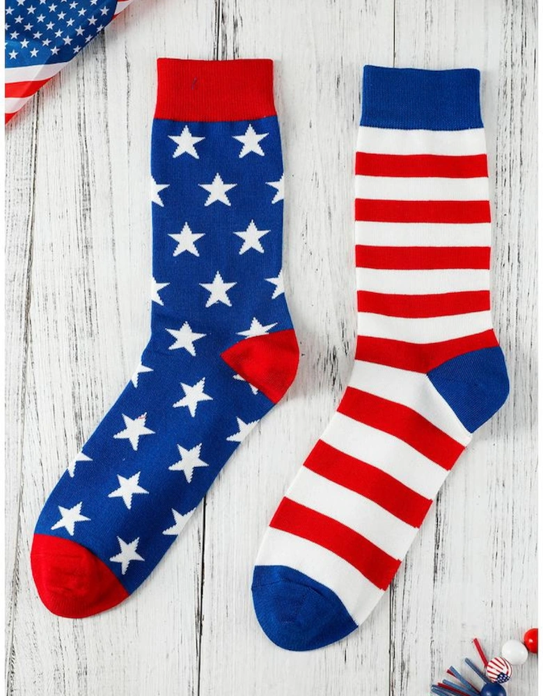 Sail Blue American Flag Pattern Soft Knitted Socks