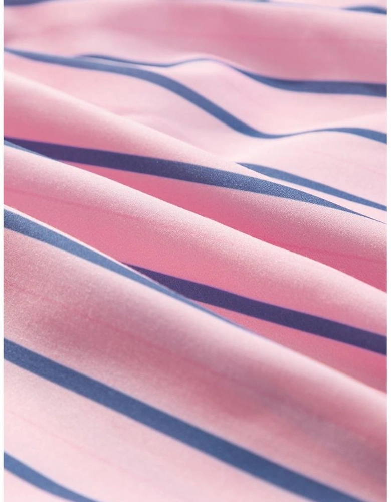 Pink Stripe Ruffled Hem Button-up Collared Shirt Mini Dress