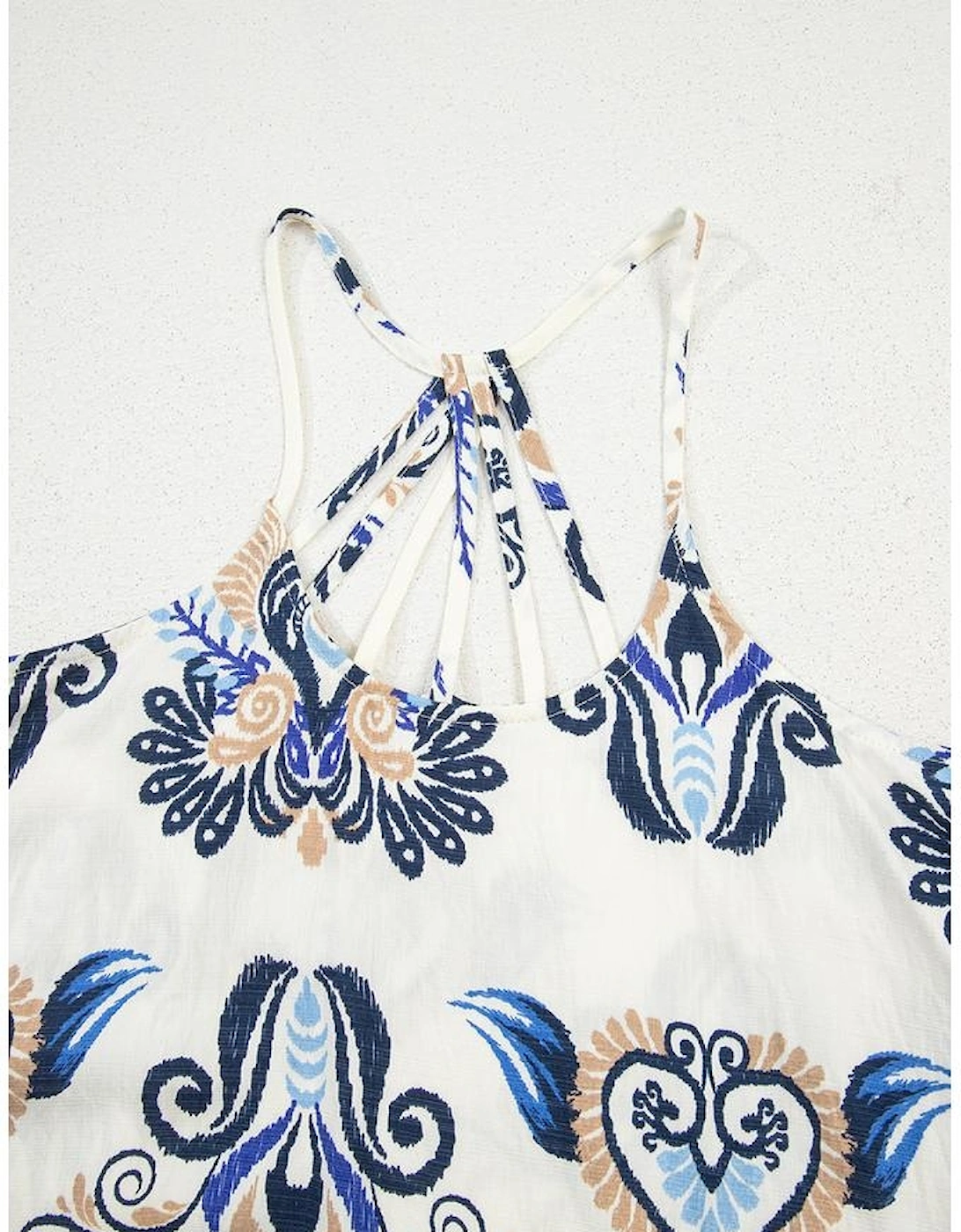 Blue Bohemian Fashion Print Spaghetti Straps Loose Tank