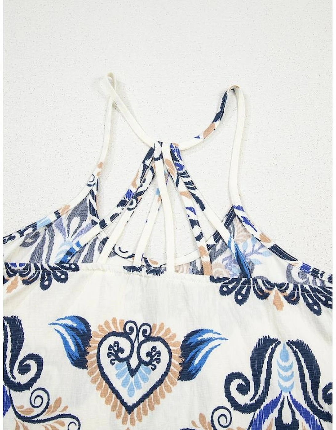 Blue Bohemian Fashion Print Spaghetti Straps Loose Tank