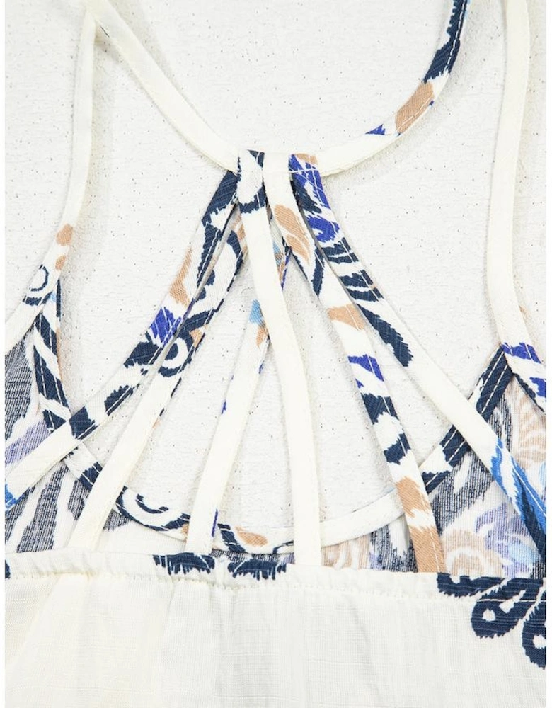 Blue Bohemian Fashion Print Spaghetti Straps Loose Tank