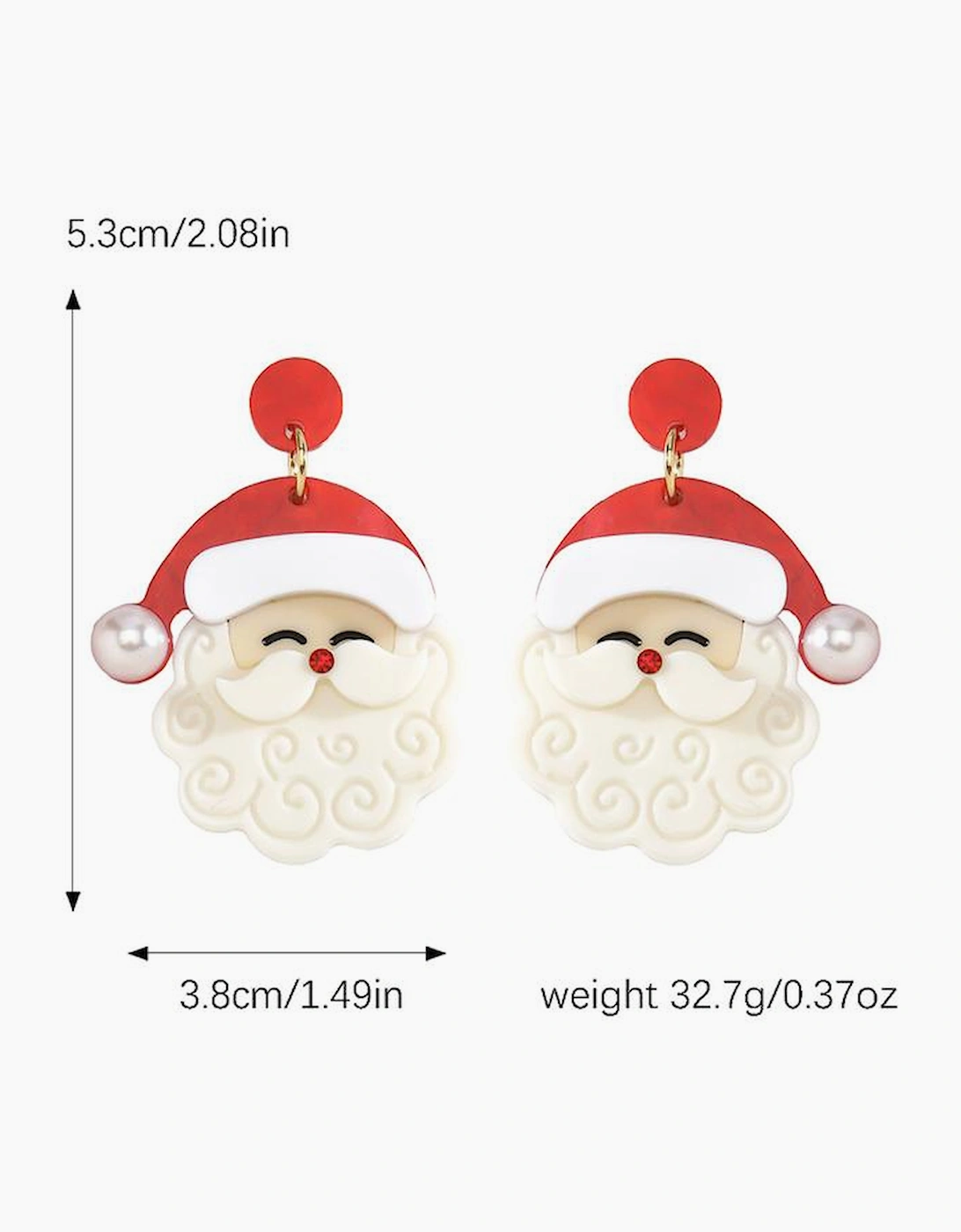 Fiery Red Bright Pearl Decor Cute Father Christmas Earrings