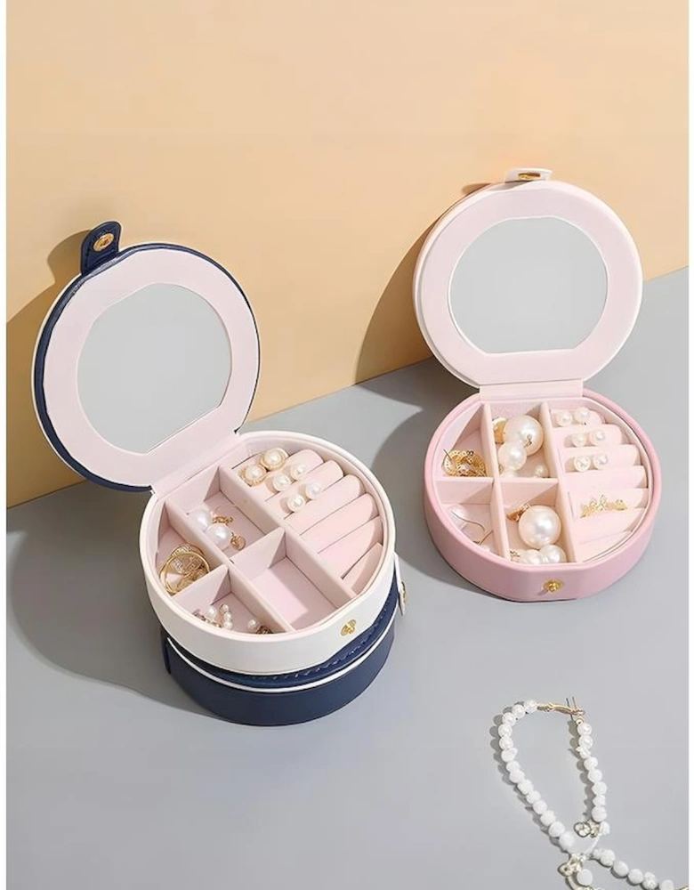 Light Pink Jewelry Organizer Cases with Mirror