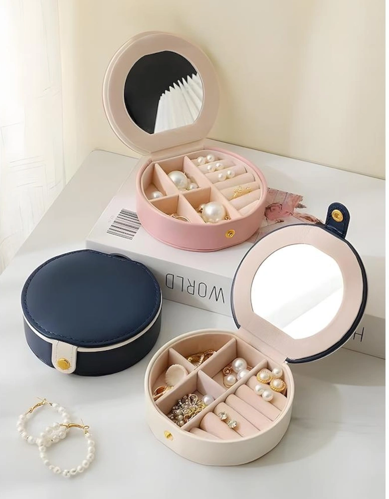 Light Pink Jewelry Organizer Cases with Mirror