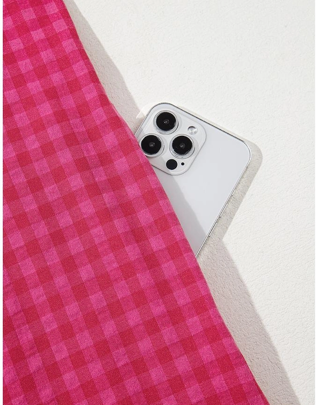 Rose Ginham Check Bubble Sleeve Ruffled Maxi Dress