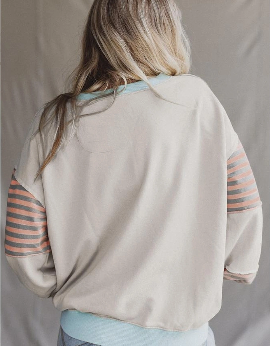 Jet Stream Striped Colorblock Patchwork Drop Shoulder Sweatshirt, 13 of 12