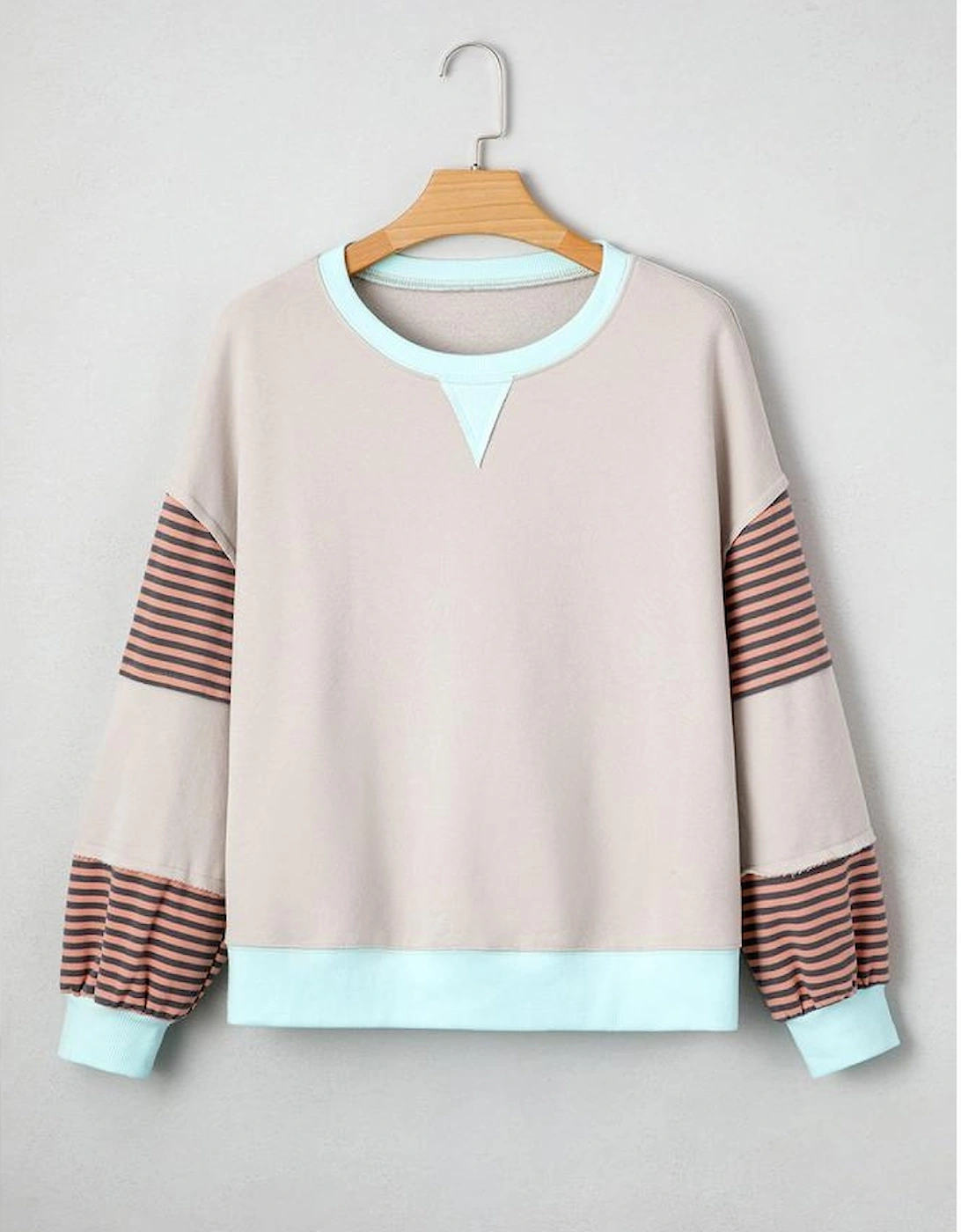 Jet Stream Striped Colorblock Patchwork Drop Shoulder Sweatshirt