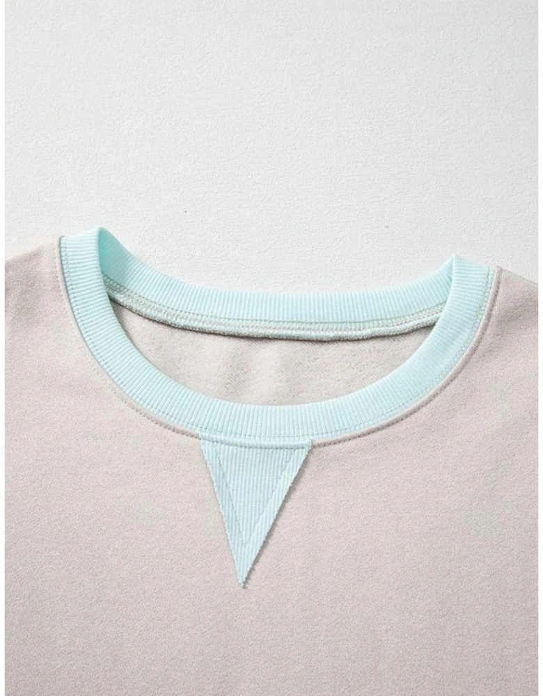 Jet Stream Striped Colorblock Patchwork Drop Shoulder Sweatshirt