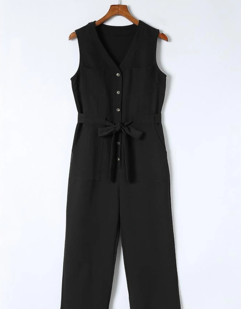 Azura Exchange Sleeveless Cropped Jumpsuit with Sash