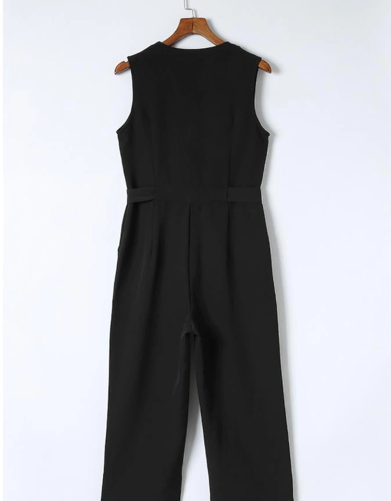 Azura Exchange Sleeveless Cropped Jumpsuit with Sash