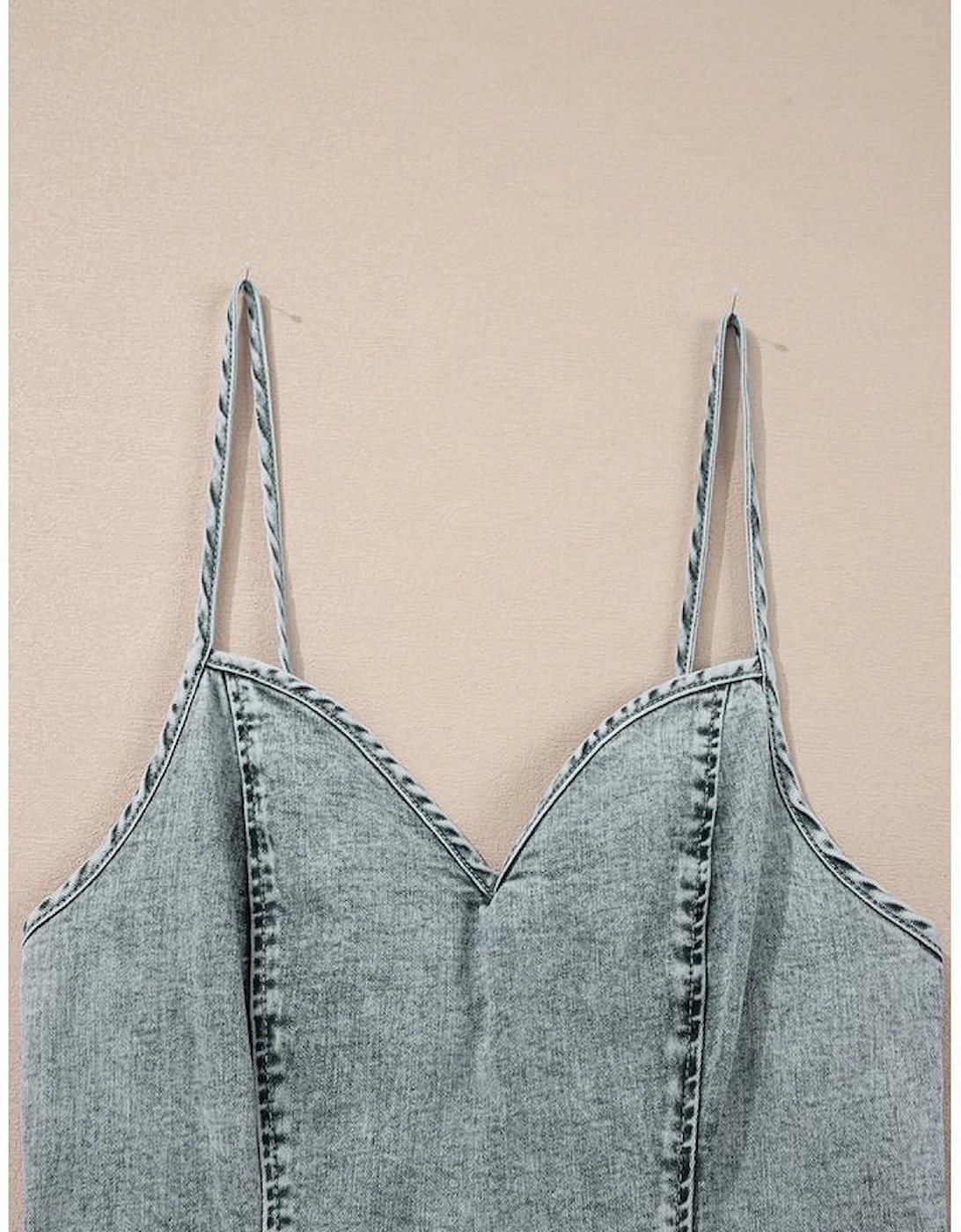 Beau Blue Sleeveless V Neck Back Zipped Denim Dress