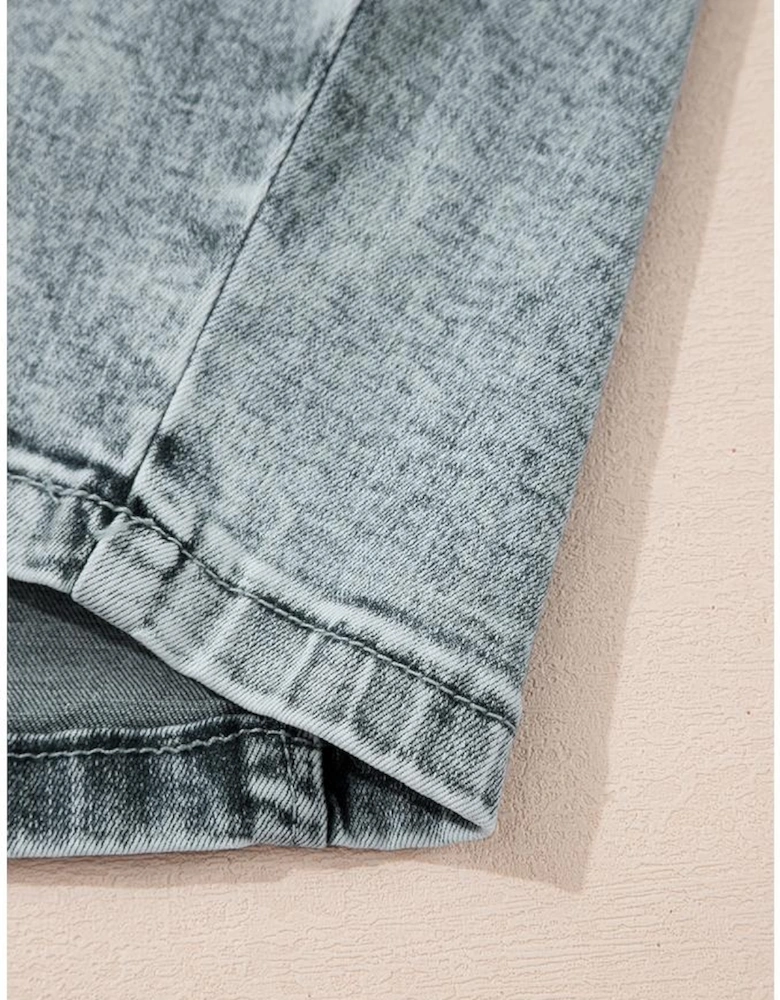 Beau Blue Sleeveless V Neck Back Zipped Denim Dress